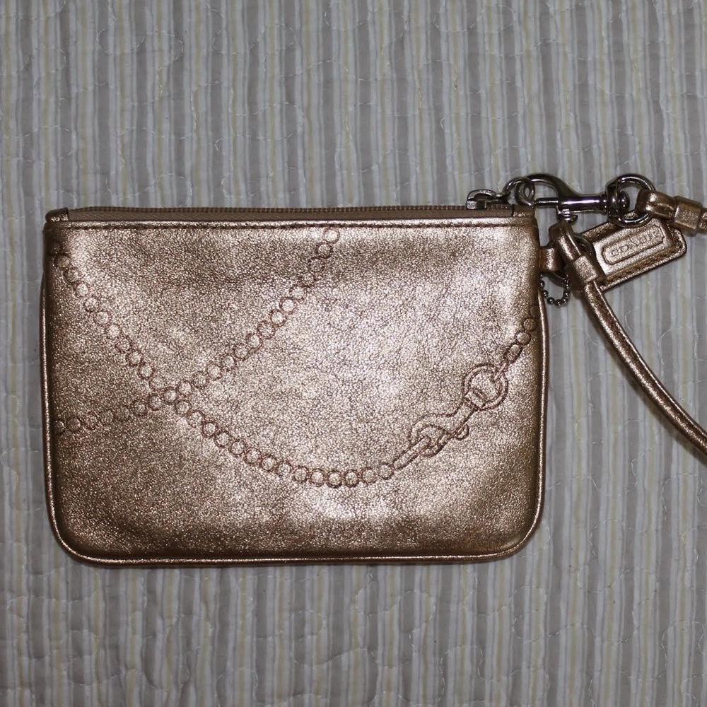 Coach Small Wristlet - Gold with Removable Strap - Picture 2 of 4